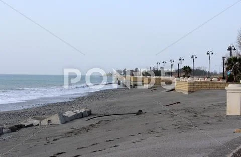 Harbour Wave, Tsunami Destruction Stock Photos