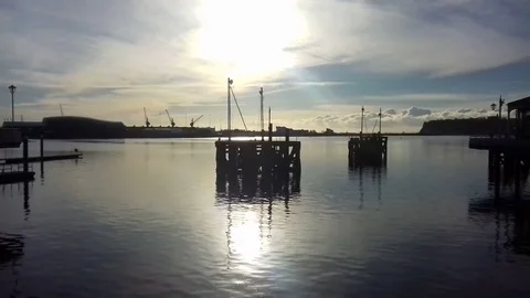 Harbour Winter Reflecting Stock Footage 83998455