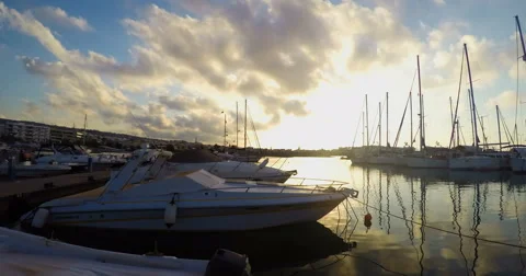 Harbour with Yachts at Sundown Stock Footage 61867054