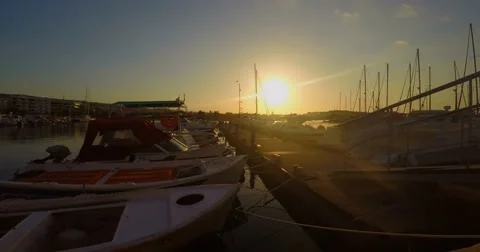 Harbour with Yachts at Sundown Stock Footage 61871941