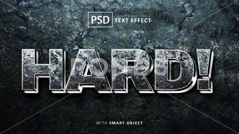 Hard 3d text effect editable PSD Template