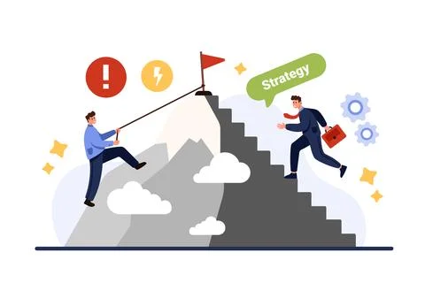 Hard and easy path to career development, inequality of conditions for tiny 스톡 일러스트