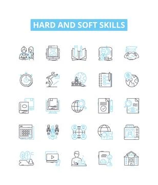 Hard and soft skills vector line icons set. Hard Skills, Soft Skills イラスト素材