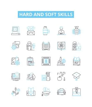 Hard and soft skills vector line icons set. Hard Skills, Soft Skills Stock Illustration