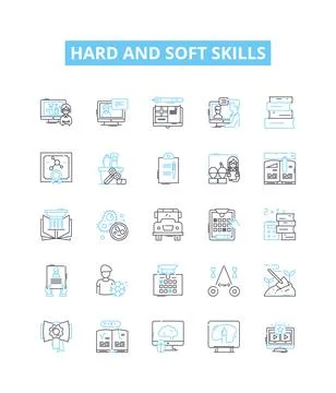 Hard and soft skills vector line icons set. Hard Skills, Soft Skills Stockillustratie