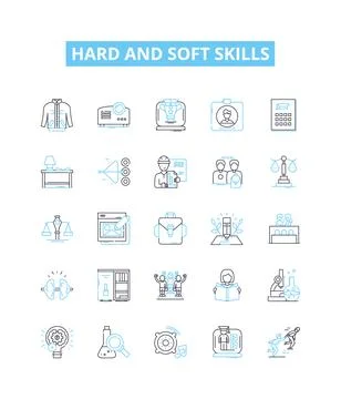 Hard and soft skills vector line icons set. Hard Skills, Soft Skills イラスト素材