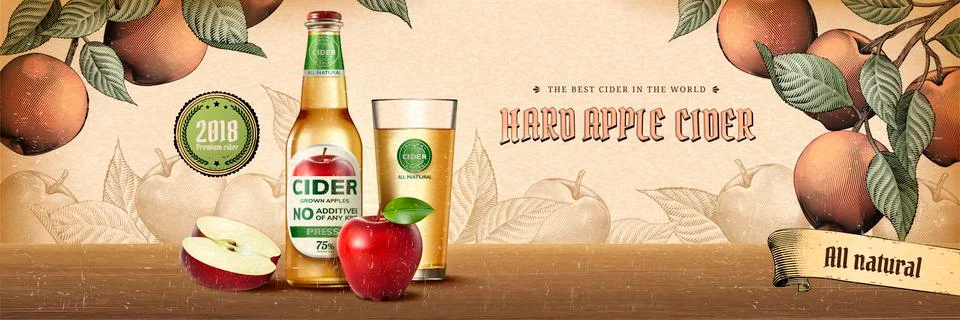 Hard apple cider ads Stock Illustration