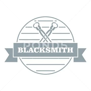 Blacksmith logo forge or forging icon Royalty Free Vector