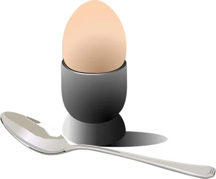 Hard boiled egg in a cup with spoon Stock Illustration