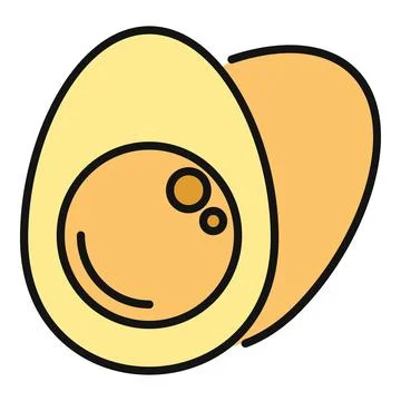 Hard boiled egg cut in half with yolk Stock Illustration