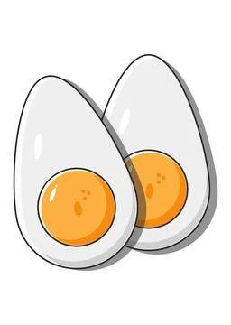 Hard Boiled Egg Cut in Half Cartoon Illustration Stock Illustration