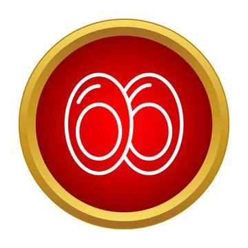 Hard boiled egg halves icon in red circle Stock Illustration