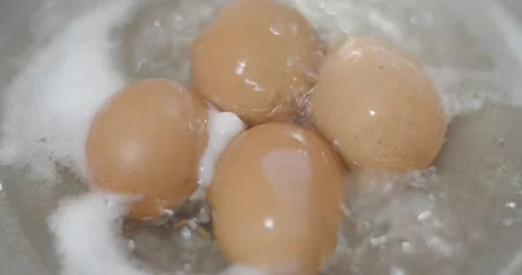 Hard-boiled eggs that were hard-boiled in water were boiling. Stock Footage 222619909
