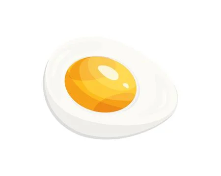 Hard-boiled half egg in flat style. Organic food. Cartoon style vector illu.. Stock Illustration