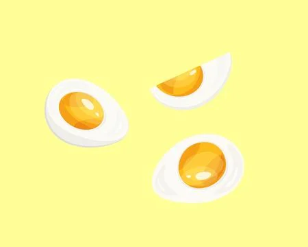 Hard-boiled sliced eggs set in flat style. Organic food. illustration of a .. Stock Illustration