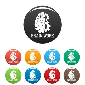 Hard brain work icons set color Illustrazione stock