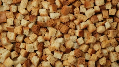 Hard bread crackers top view, rotation. Bread crumbs Stock Footage 171908431