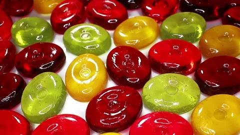 Hard candy colorful sweets Closeup Video Stock Footage 185682177