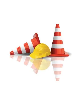 Hard cap with traffic cones isolated Stock Illustration