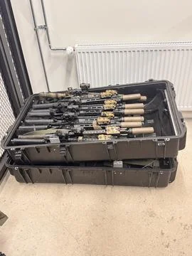 Hard case in an armory setting. Stock Photos