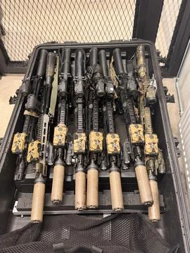 Hard case in an armory setting. Stock Photos