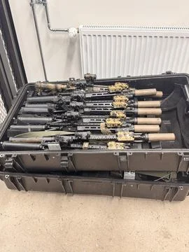 Hard case in an armory setting. Stock Photos