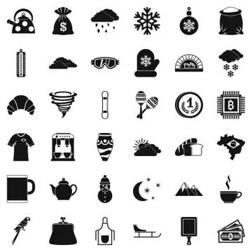 Hard coffee icons set, simple style 스톡 일러스트