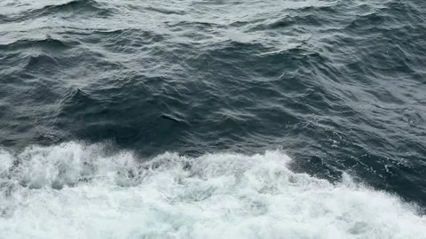 Hard Crashing Waves Close Up View From Cruise Ship. Powerful Water White Fo.. Stock Footage 336925959