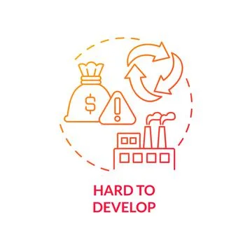 Hard to develop red gradient concept icon Stock Illustration