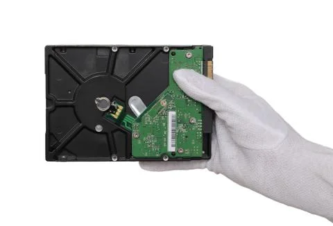 Hard disc in hand Stockfoto's