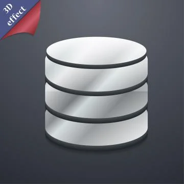 Hard disk and database icon symbol. 3D style. Trendy, modern design with spac Stock Illustration