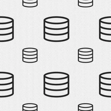 Hard disk and database icon sign. Seamless pattern with geometric texture. Ve 스톡 일러스트