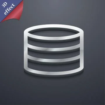 Hard disk and database icon symbol. 3D style. Trendy, modern design with space f Stock Illustration