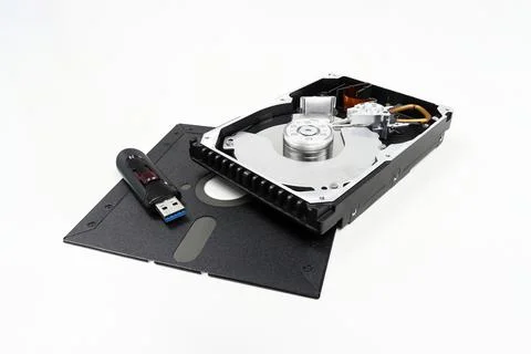 Hard disk and device for backuup data drive for computer data storage techn.. Stock Photos