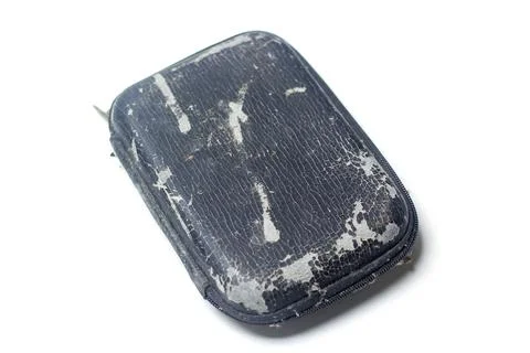 Hard disk bags or small items, which have cracked and damaged outer skin su.. Stock Photos