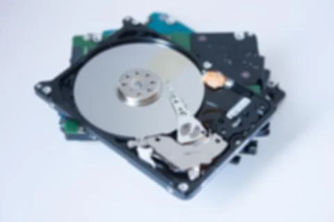 Hard disk Blurred white background Stock Photos