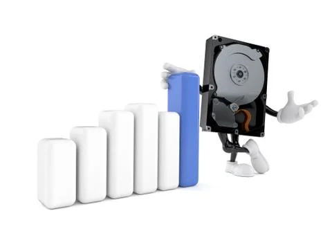 Hard disk character with chart Stock-Illustration