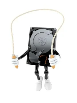 Hard disk character jumping on jumping rope Stock Illustration