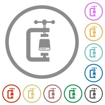 Hard disk compression solid flat icons with outlines Stock Illustration