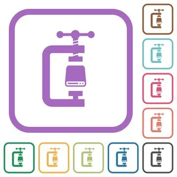 Hard disk compression solid simple icons Stock Illustration