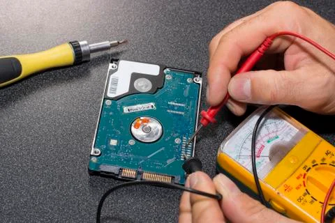 Hard Disk Control with tester 2 Stock Photos