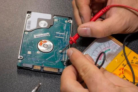Hard Disk Control with tester 3 Stock Photos
