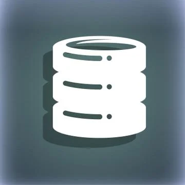 Hard disk, date base icon symbol on the blue-green abstract background with shad Illustrazione stock