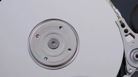 Hard disk detail with reading head trying to recover lost data Video stock 135171952