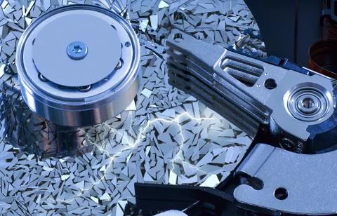 Hard disk detail with  surface splinters Stock Photos