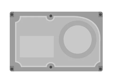 Hard disk drive. Analog HDD. Spare part for personal computer. Isolated on wh Stock Illustration