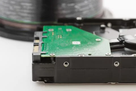 Hard disk drive and compact discs Stock Photos