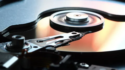 Hard Disk Drive, Close up of a hard disk drive reading and writing data Stock Footage 209236667