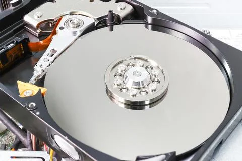 Hard disk drive for computer concept Working data storage Foto stock