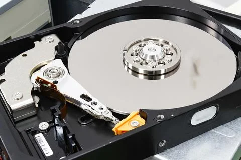 Hard disk drive for computer concept Working data storage read write 写真素材